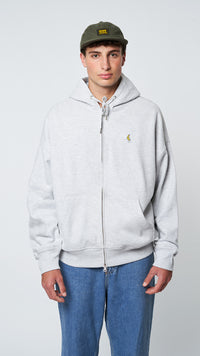 LIGHT GREY MELANGE BANANA FULL ZIP HOODIE