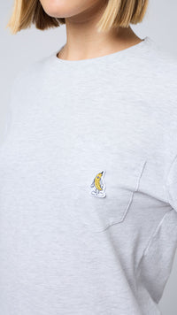 LIGHT GREY MELANGE BANANA POCKET LS TEE