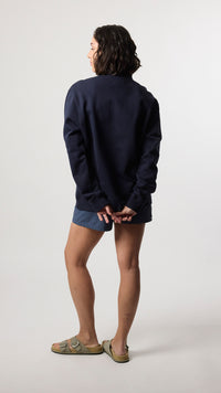 NAVY BANK HALF ZIP CREW