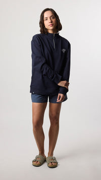 NAVY BANK HALF ZIP CREW