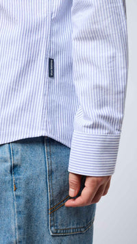 CAMISA BANANA STRIPES AZUL MARINO